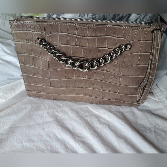 CLAUDIA FIRENZE Italy embossed Stars croc look leather chunky chain purse bag - Picture 4 of 16